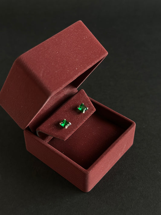 Aretes de Circón verde Cuadrado en Plata Ley 925