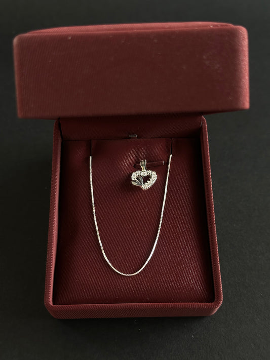 Cadena Tejido Veneciano con Dije de Corazón - 50 cm - Plata Ley 925