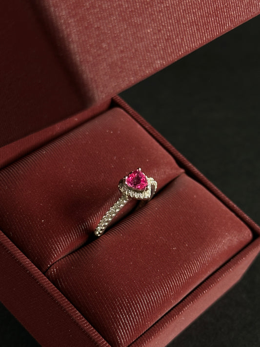 Anillo Corazon Topacio rosa natural en Plata Ley 925