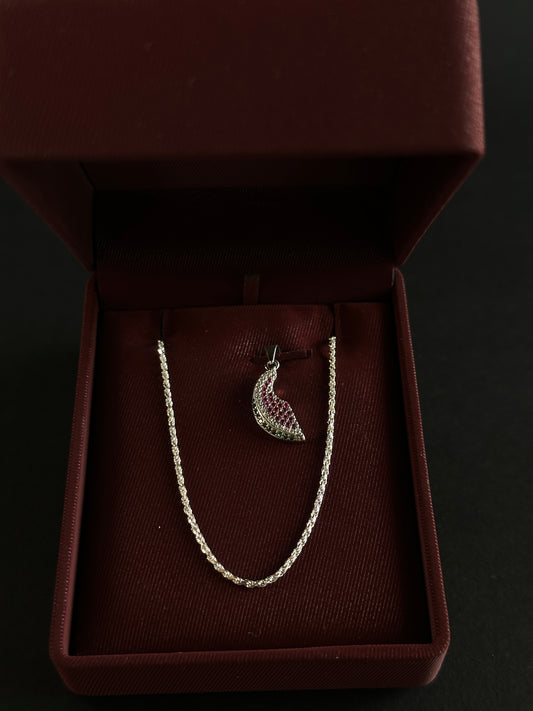 Cadena Tejido Lazo con Dije de Sandía - 45 cm - Plata Ley 925