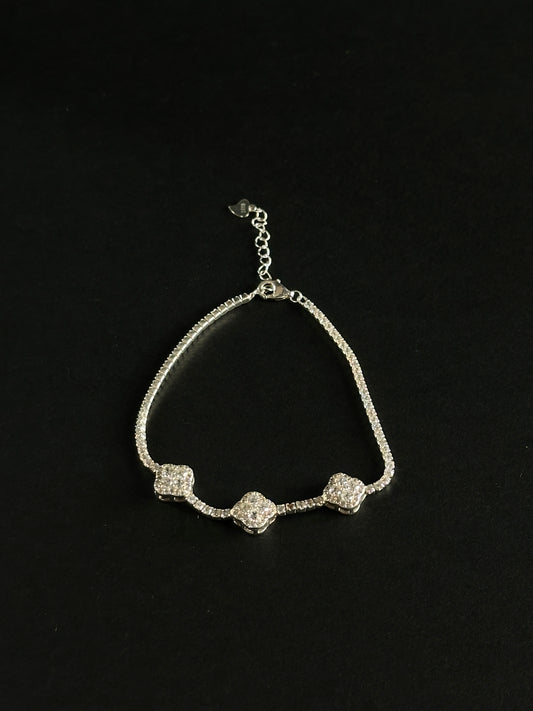 Pulsera Tennis Van Cleef - 17cm a 21 cm (ajustable) - Plata Ley 925