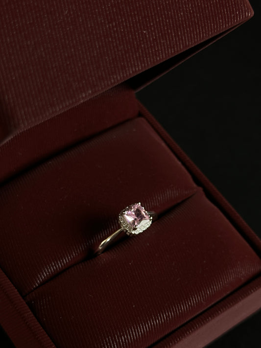 Anillo Rosado Halo en Plata Ley 925