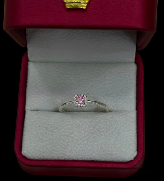 Anillo Rosa Halo en Plata Ley 925