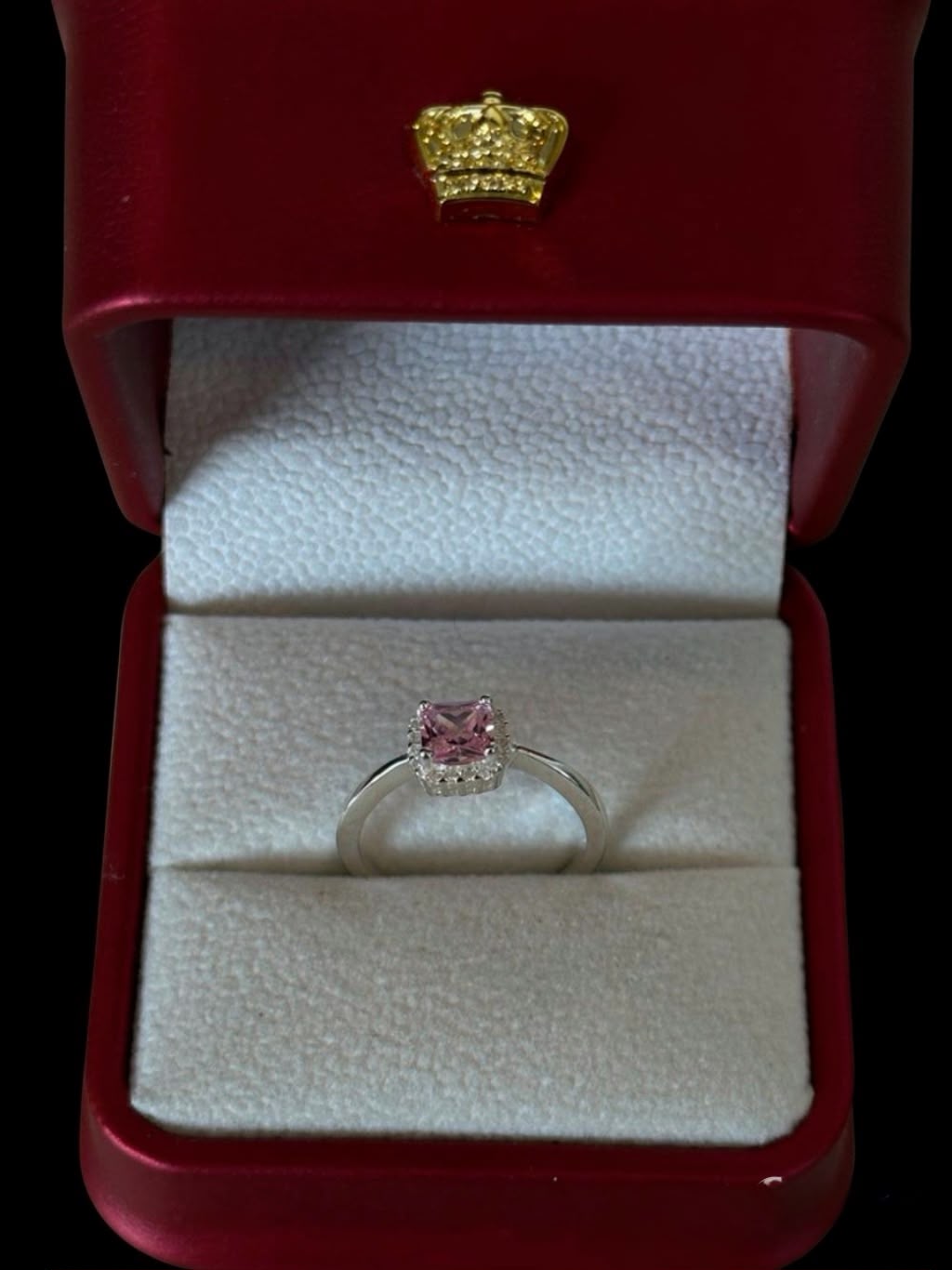 Anillo Rosado Halo en Plata Ley 925