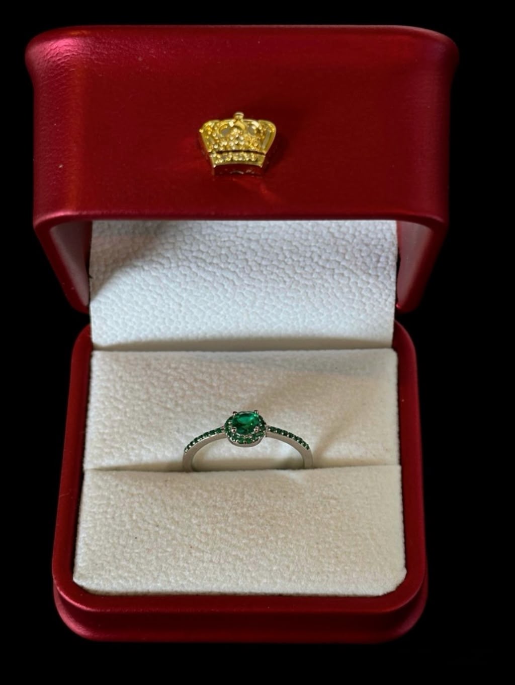 Anillo Verde Halo con Circones en Plata Ley 925
