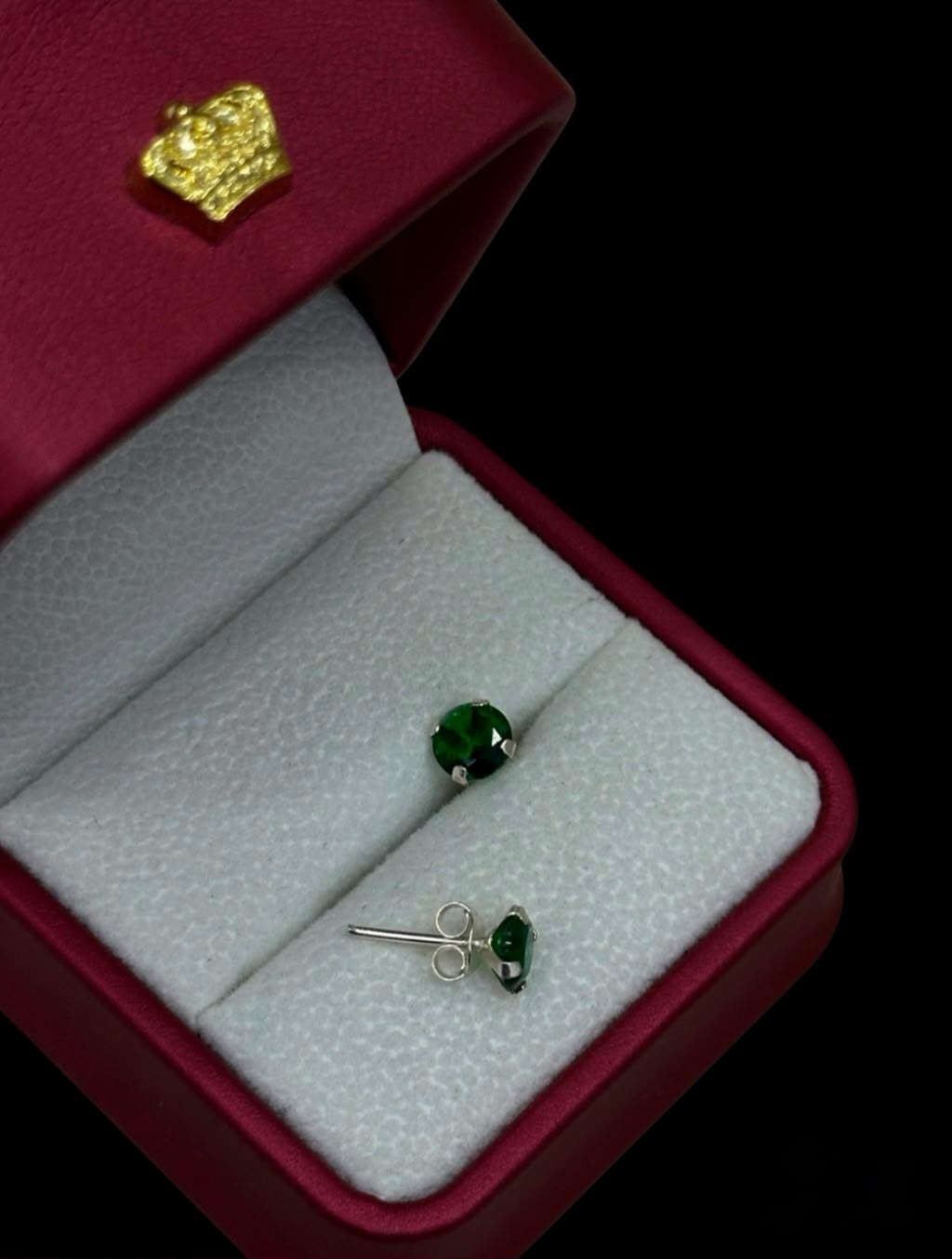 Aretes de Circón verde redondo en Plata Ley 925
