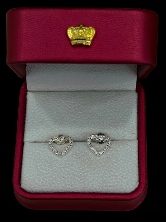 Aretes Corazón Silueta con Circones en Plata Ley 925