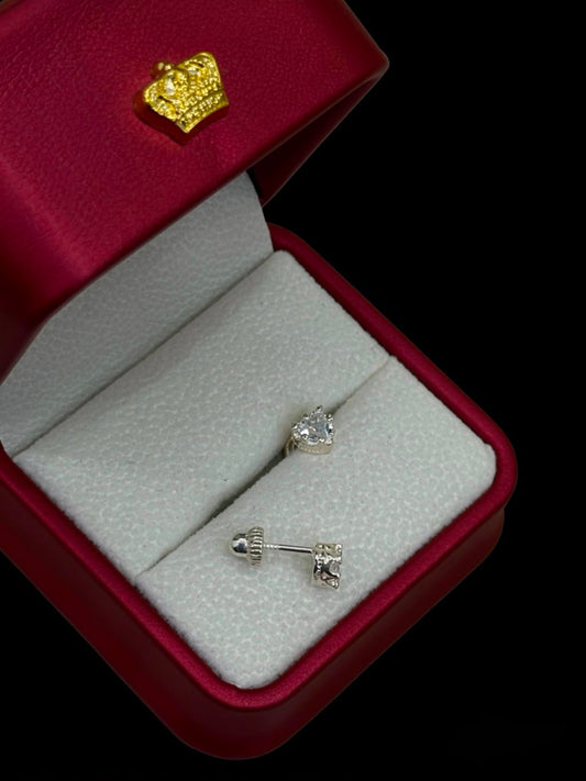 Aretes Corazón con Circón en Plata Ley 925