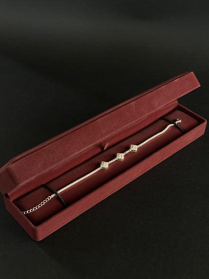 Pulsera Tennis Van Cleef - 17cm a 21 cm (ajustable) - Plata Ley 925