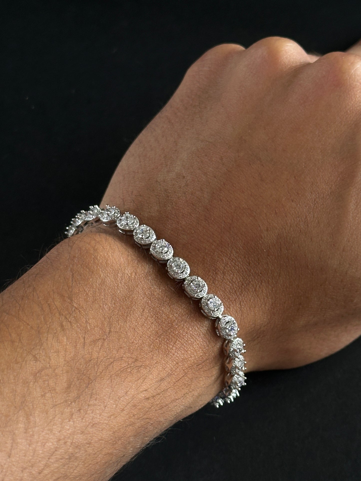 Pulsera Tennis Royal - 18 cm -  Plata Ley 925 o (Pulsera tennis halo)
