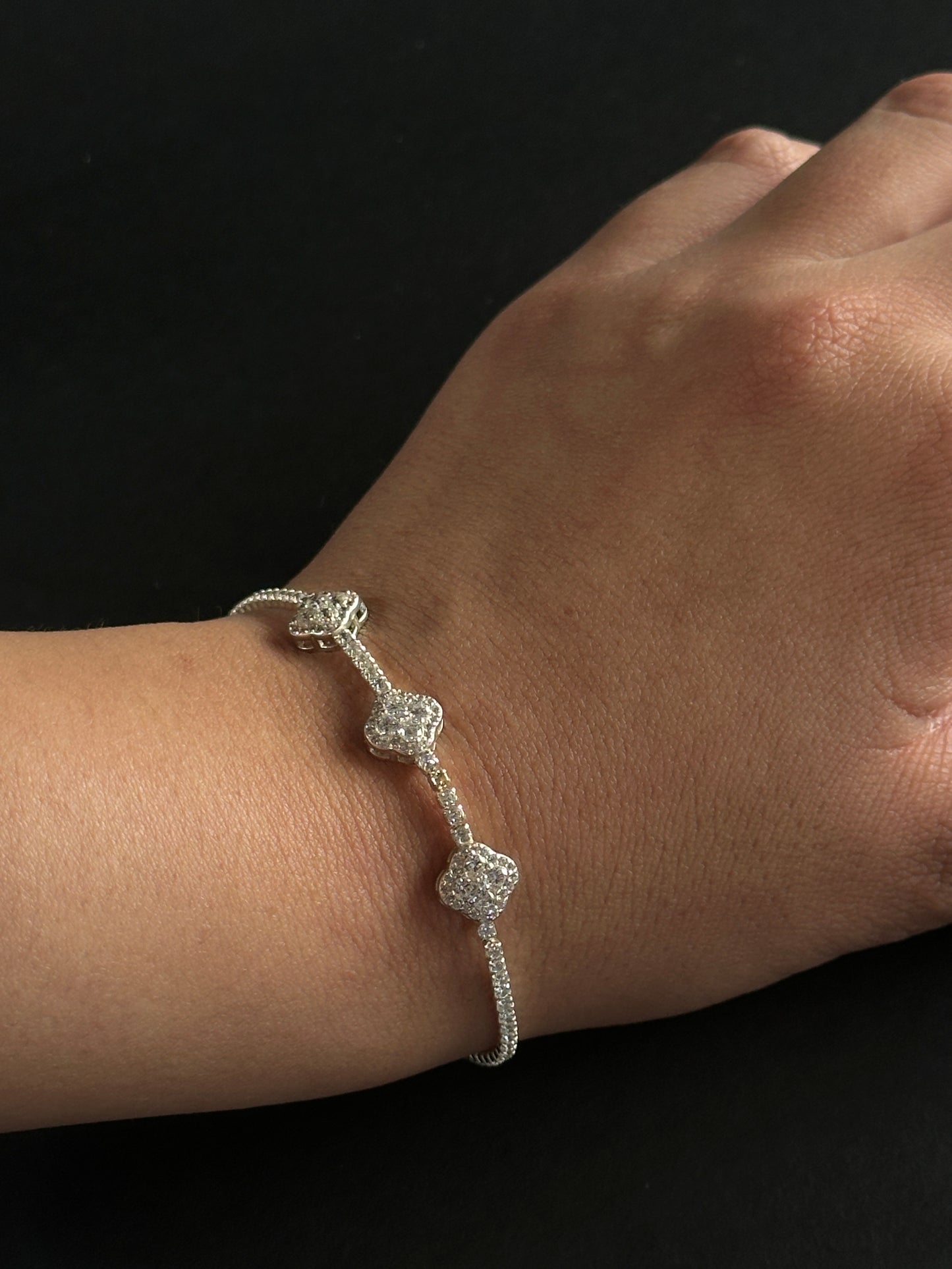 Pulsera Tennis Van Cleef - 17cm a 21 cm (ajustable) - Plata Ley 925