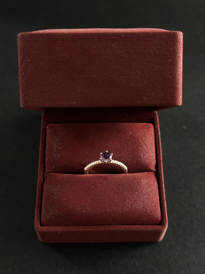 Anillo Morado con Circones en Plata Ley 925
