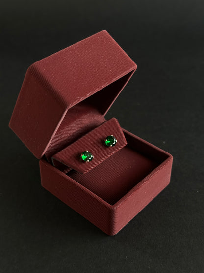 Aretes de Circón verde redondo en Plata Ley 925