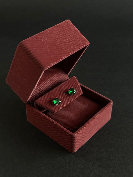 Aretes de Circón verde redondo en Plata Ley 925