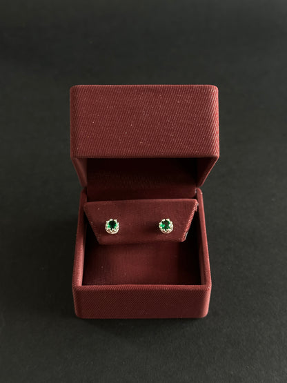 Aretes de Circón Verde Redondo en Plata Ley 925