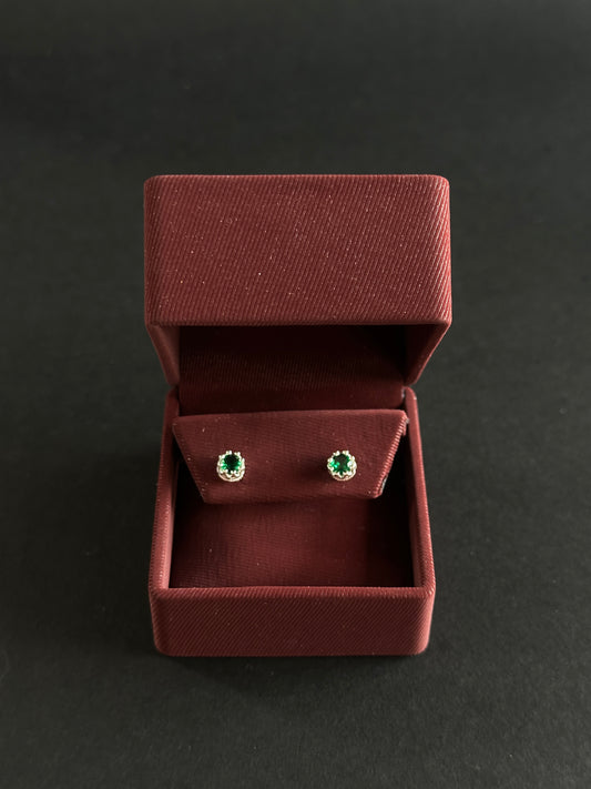Aretes de Circón Verde Redondo en Plata Ley 925