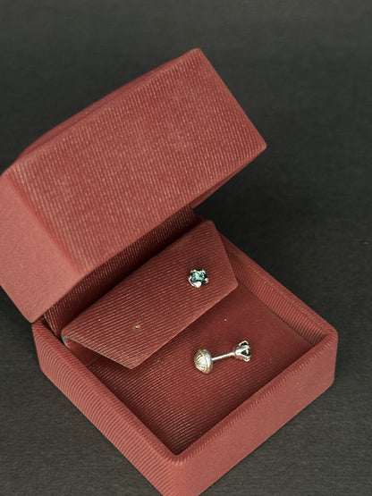 Topos en Plata Ley 925 con Topacio London Blue Natural