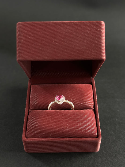 Anillo Corazon Topacio rosa natural en Plata Ley 925
