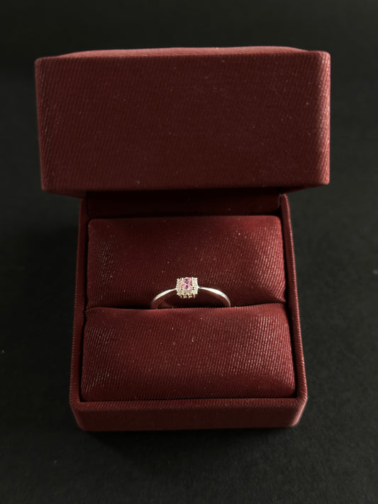 Anillo Rosa Halo en Plata Ley 925
