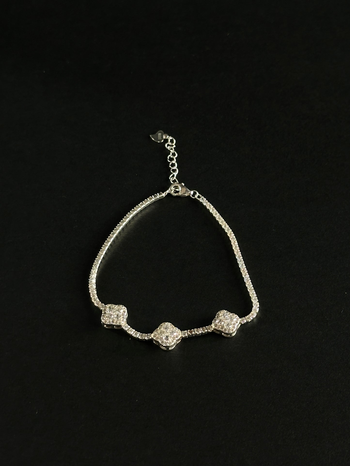 Pulsera Tennis Van Cleef - 17cm a 21 cm (ajustable) - Plata Ley 925