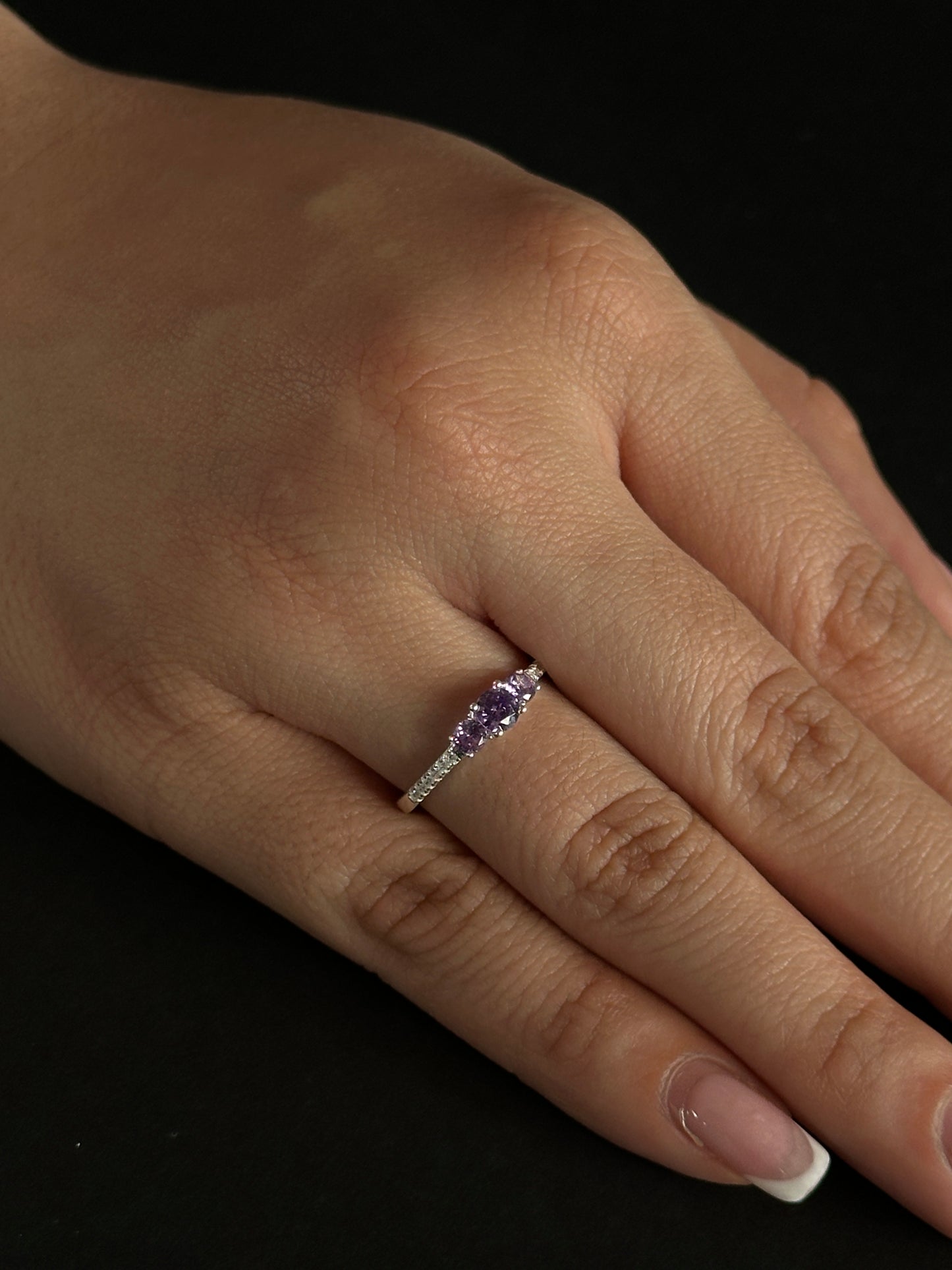 Anillo Trilogía Morada en Plata Ley 925