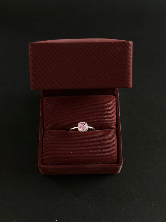Anillo Rosado Halo en Plata Ley 925