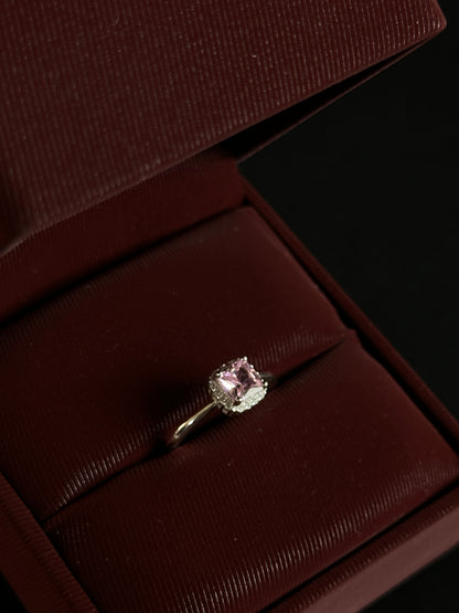 Anillo Rosado Halo en Plata Ley 925