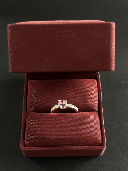 Anillo Solitario Redondo con Circones en Plata Ley 925