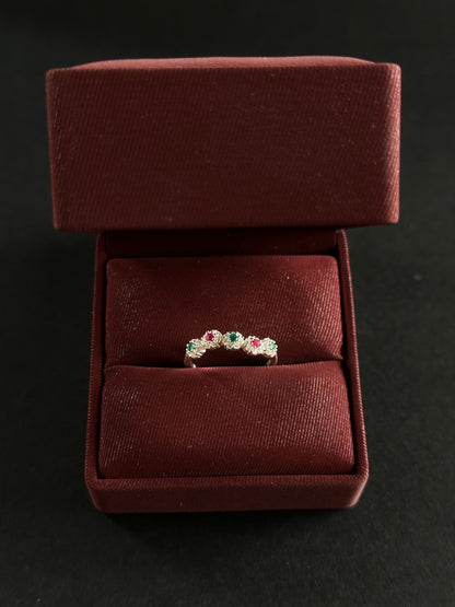 Anillo Multicolor de Cinco Piedras en Plata Ley 925