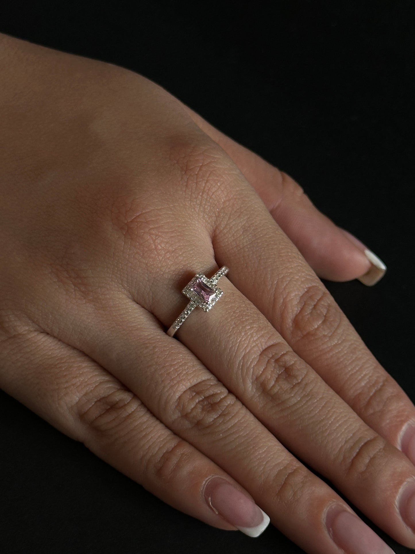 Anillo Princesa Halo en Plata Ley 925