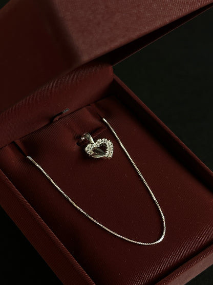 Cadena Tejido Veneciano con Dije de Corazón - 50 cm - Plata Ley 925
