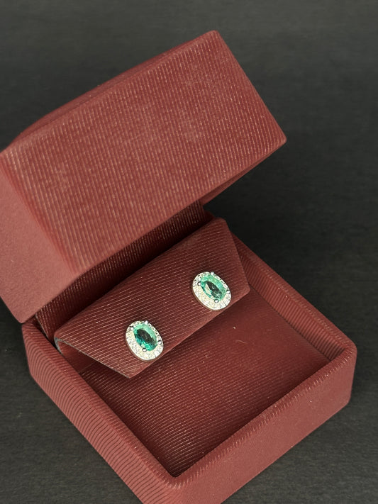 Topos Halo Verde en Plata Ley 925