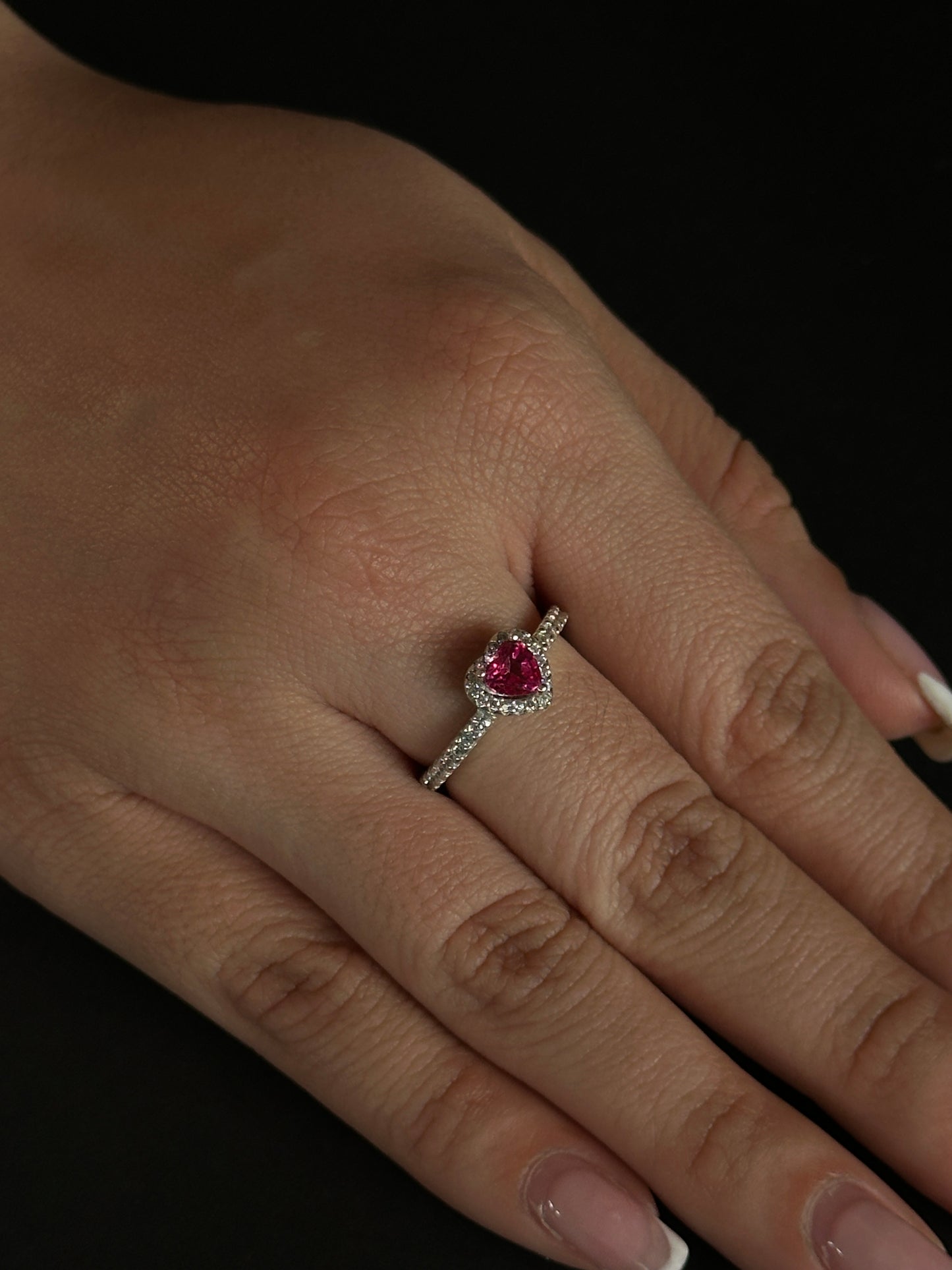 Anillo Corazon Topacio rosa natural en Plata Ley 925