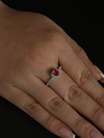 Anillo Corazon Topacio rosa natural en Plata Ley 925