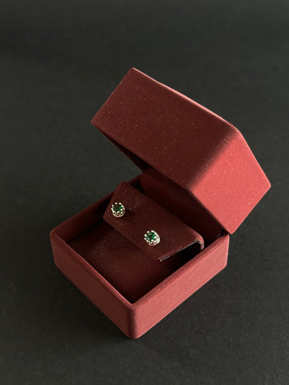 Aretes de Circón Verde Redondo en Plata Ley 925