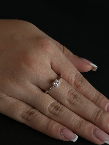 Anillo Rosa Halo en Plata Ley 925