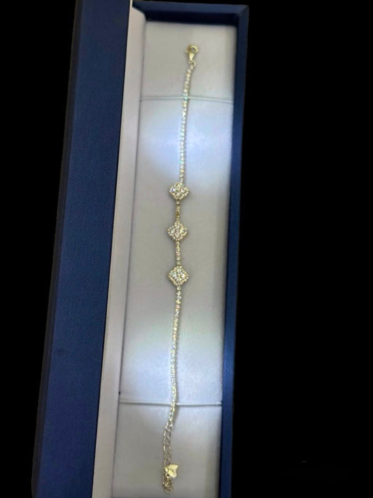 Pulsera Tennis Van Cleef - 17cm a 21 cm (ajustable) - Plata Ley 925