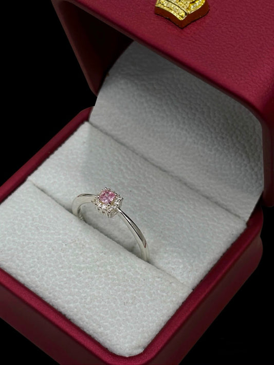 Anillo Rosa Halo en Plata Ley 925