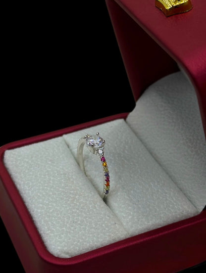 Anillo Multicolor con Circones en Plata Ley 925