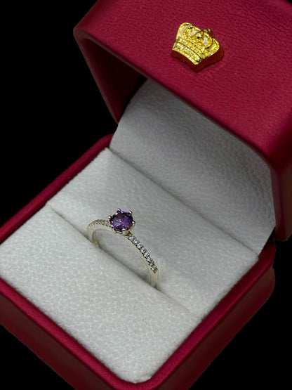 Anillo Morado con Circones en Plata Ley 925
