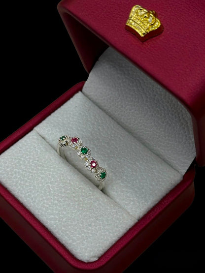 Anillo Multicolor de Cinco Piedras en Plata Ley 925