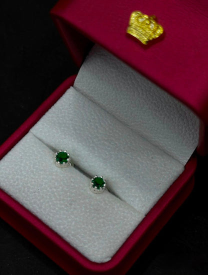 Aretes de Circón Verde Redondo en Plata Ley 925