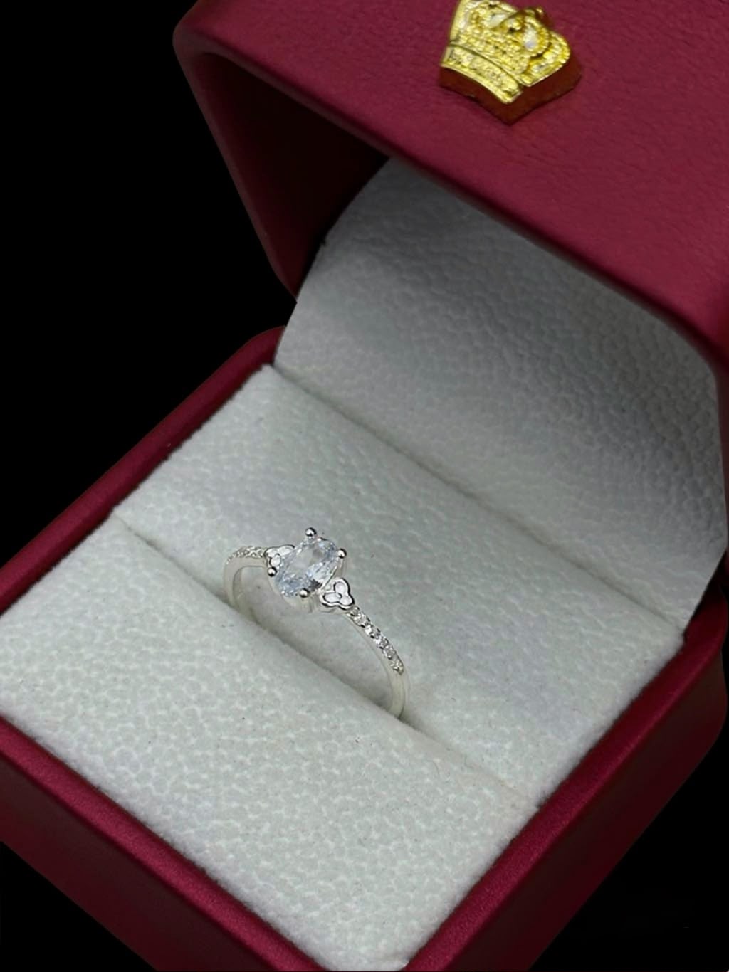 Anillo Ovalado Plateado con Circones en Plata Ley 925