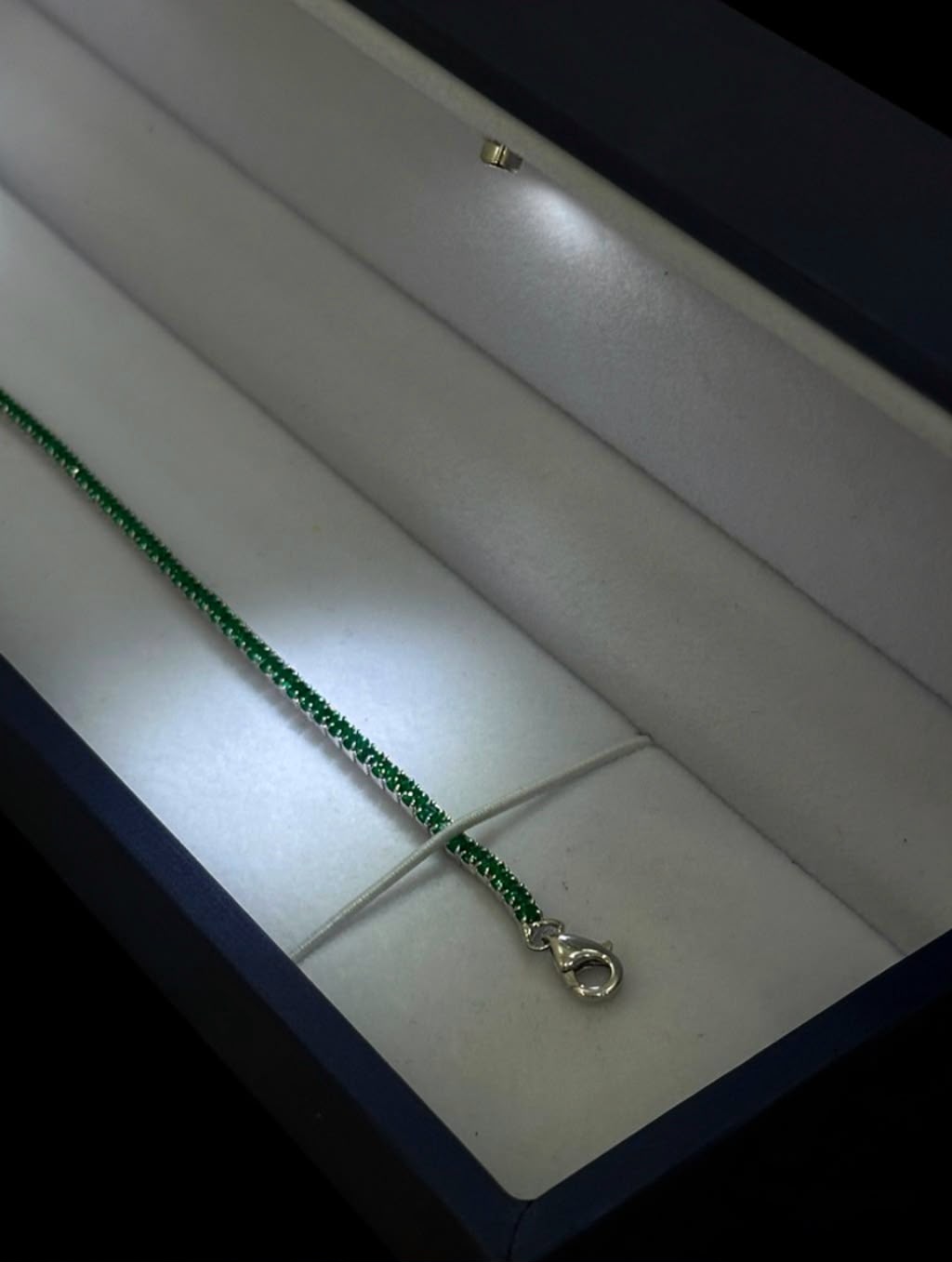 Pulsera Tennis Verde - 17cm a 21 cm (ajustable) -  Plata Ley 925