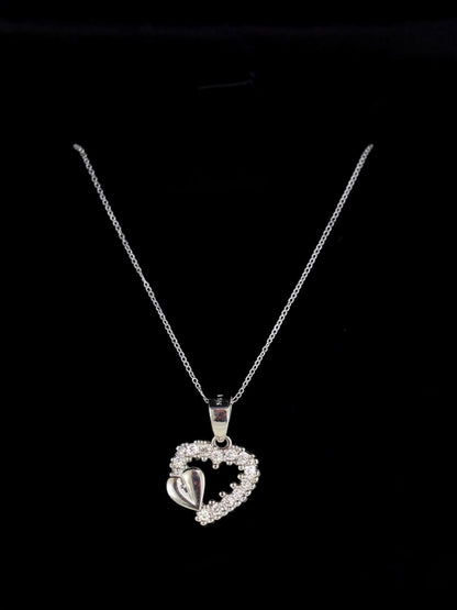 Cadena Tejido Veneciano con Dije de Corazón - 50 cm - Plata Ley 925