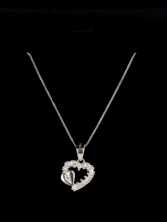 Cadena Tejido Veneciano con Dije de Corazón - 50 cm - Plata Ley 925
