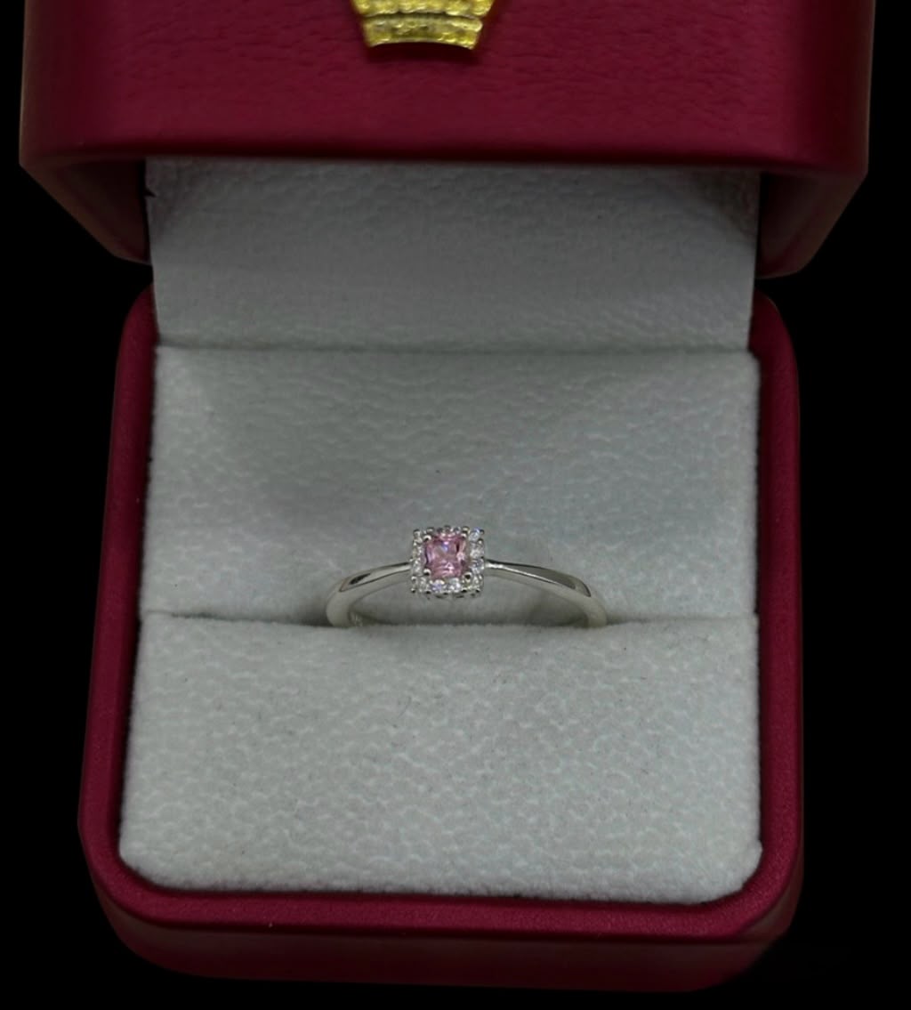 Anillo Rosa Halo en Plata Ley 925