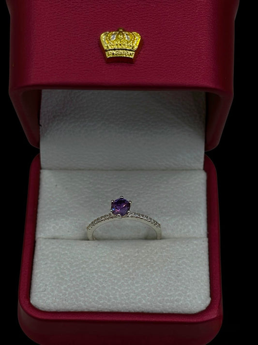 Anillo Morado con Circones en Plata Ley 925