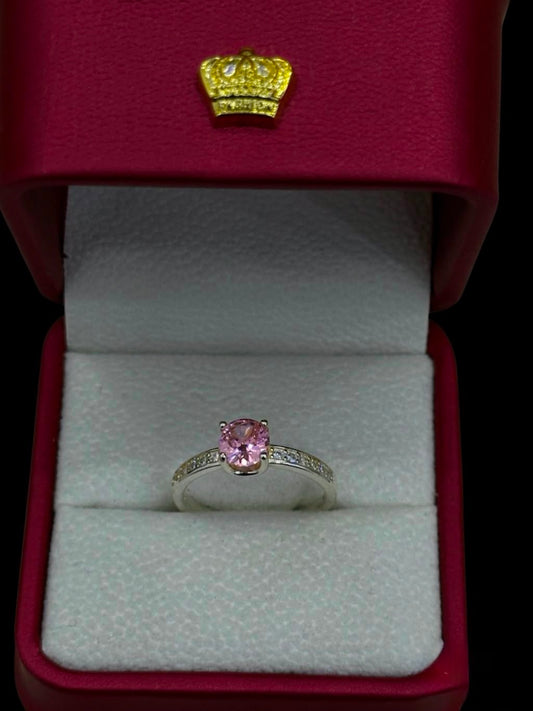 Anillo Solitario Redondo con Circones en Plata Ley 925