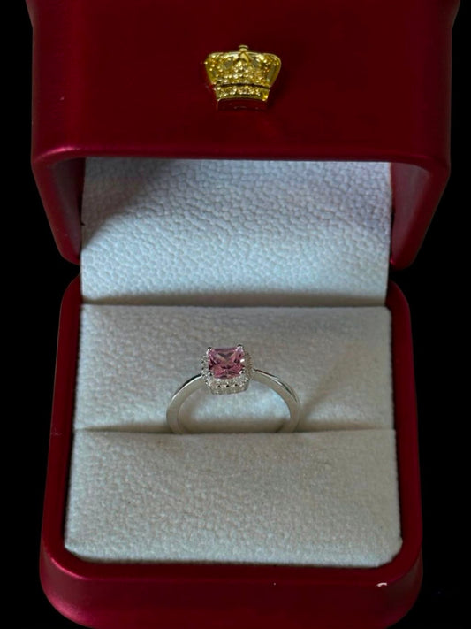 Anillo Rosado Halo en Plata Ley 925